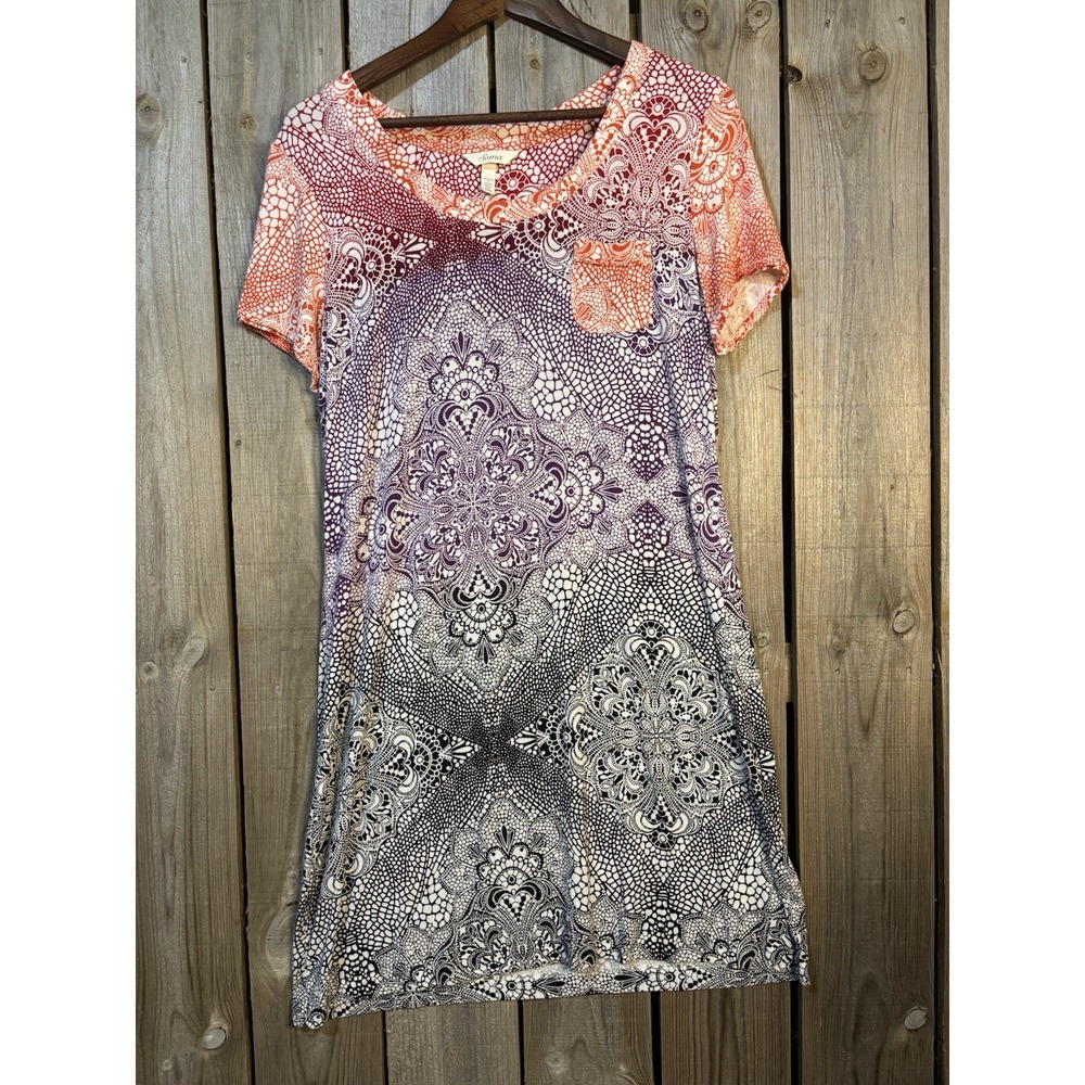 Soma‎ Ombre Medallion Print Shift Dress Small Soft Stretchy Boho